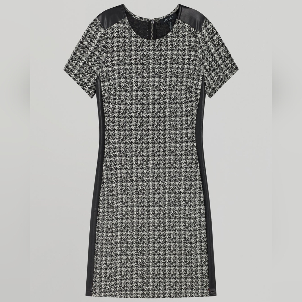Ellen Tracy Houndstooth/Vegan Leather Dress
